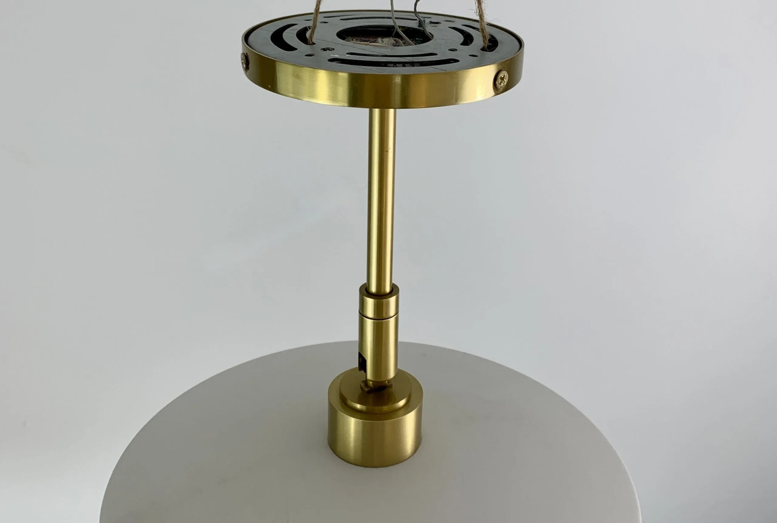 Mid-Century Style Ceiling or Wall Mount Light Fixture, Brass, White