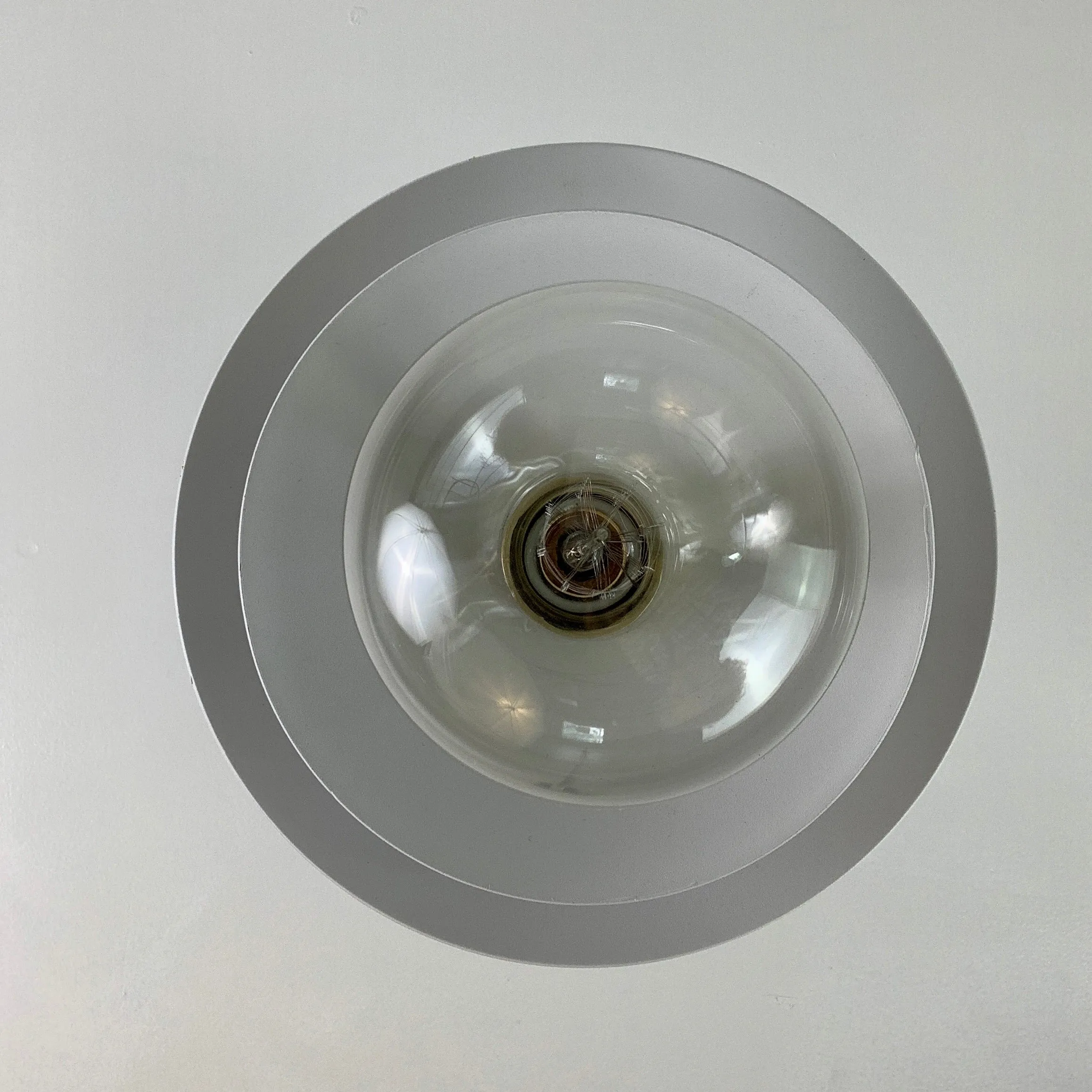 Mid-Century Style Ceiling or Wall Mount Light Fixture, Brass, White