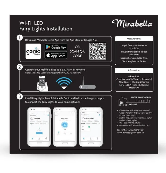Mirabella Genio Christmas Low Voltage Wi-Fi 500 LED String Lights - Multicoloured