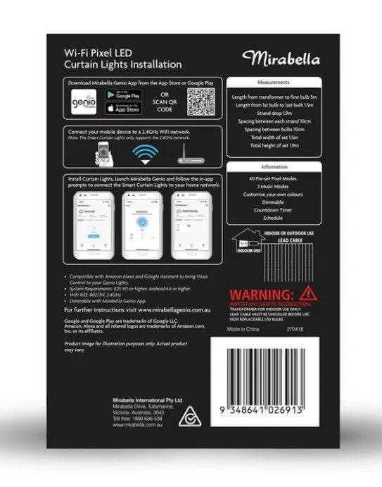 Mirabella Genio Christmas Wi-Fi 300 Pixel LED Curtain Lights