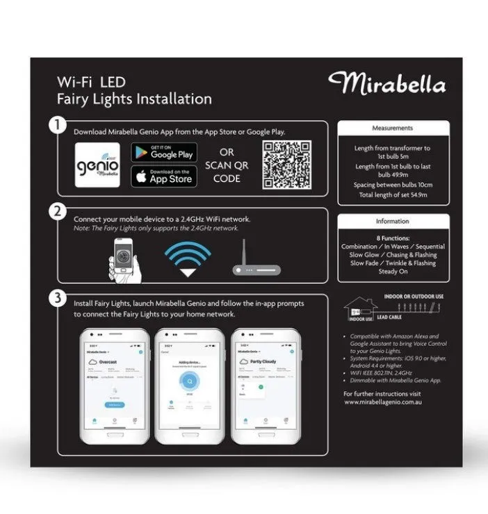 Mirabella Genio Low Voltage Christmas Wi-Fi 500 LED String Lights - Cool White
