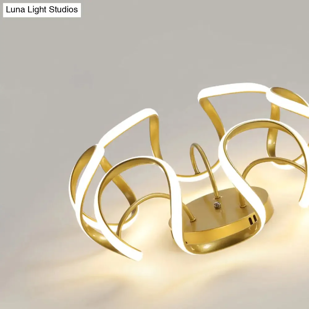Modern LED Semi Flush Mount Ceiling Light with Seamless Curves - Ideal for Bedrooms