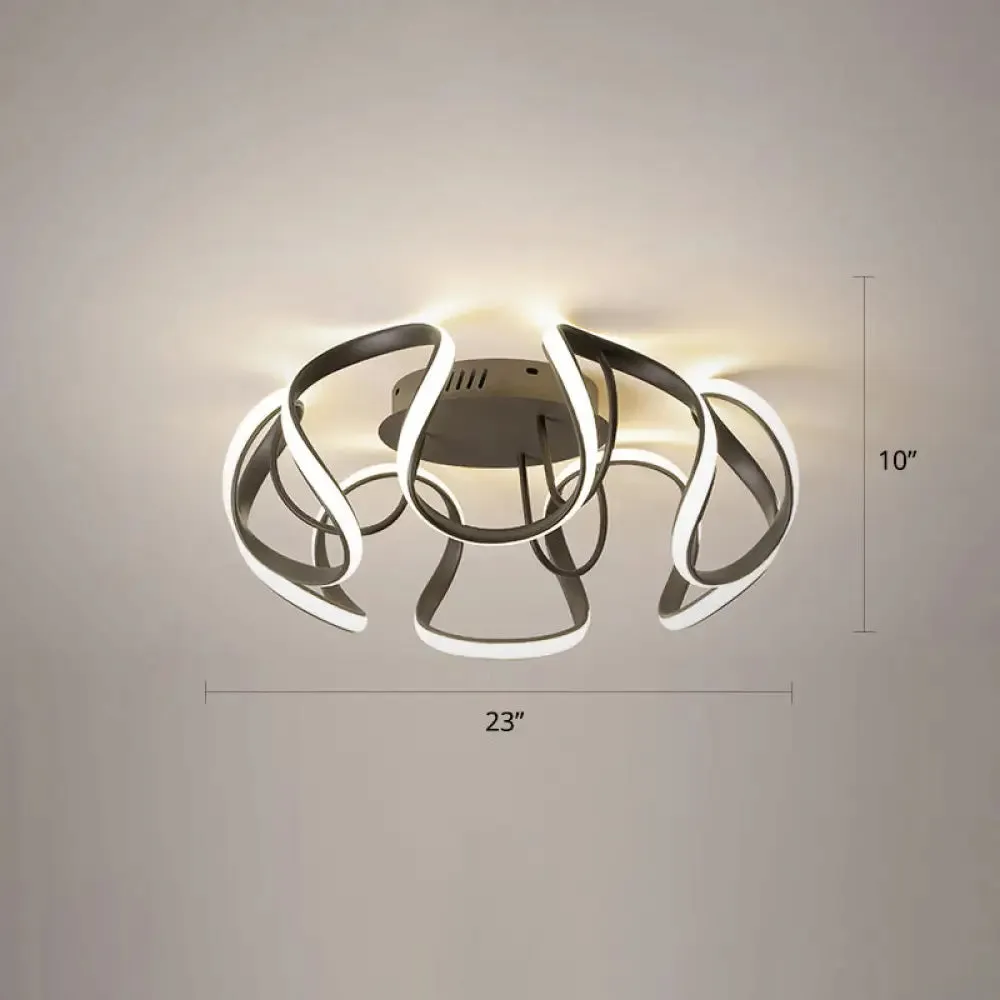 Modern LED Semi Flush Mount Ceiling Light with Seamless Curves - Ideal for Bedrooms