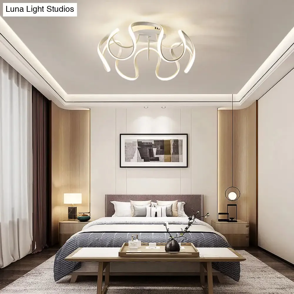 Modern LED Semi Flush Mount Ceiling Light with Seamless Curves - Ideal for Bedrooms