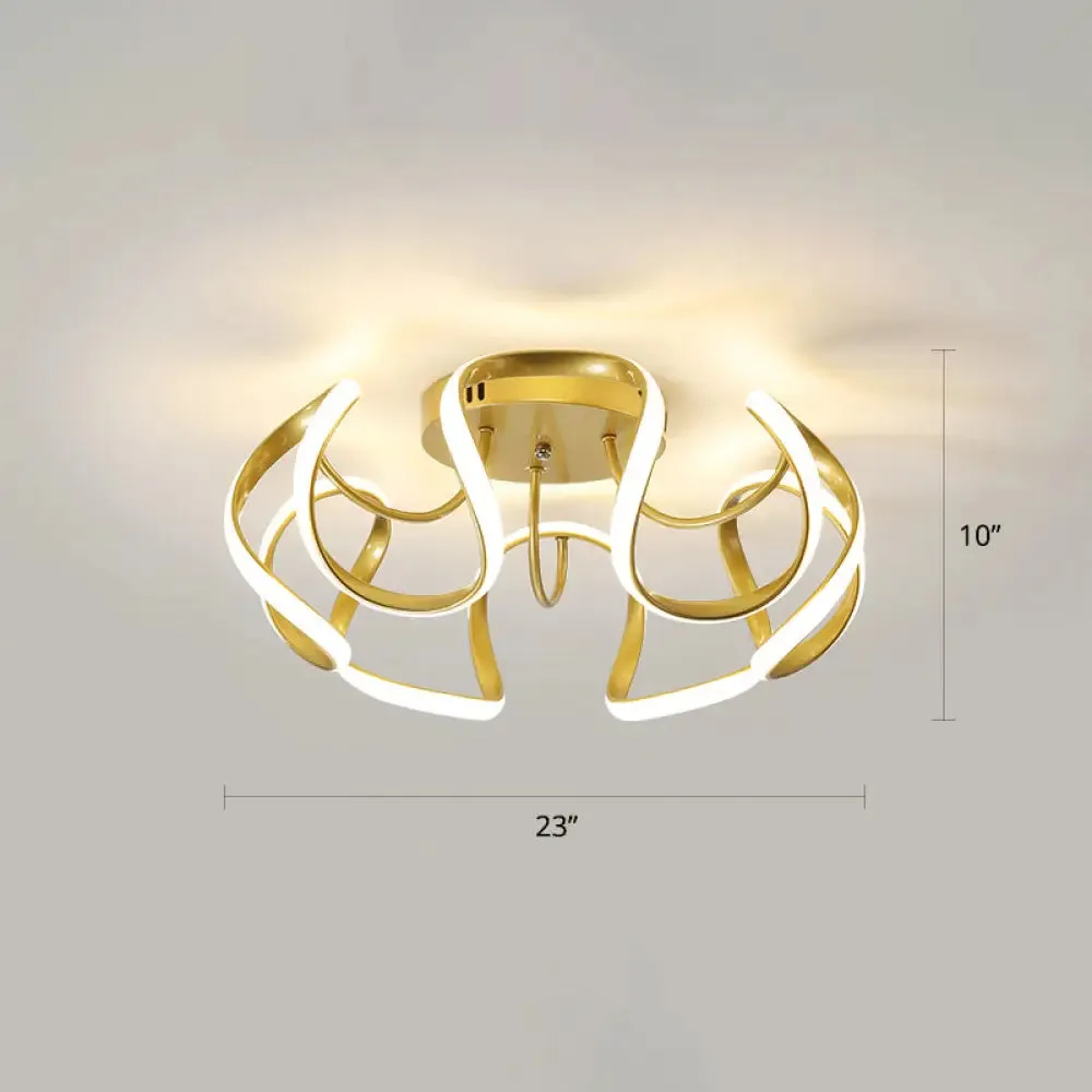 Modern LED Semi Flush Mount Ceiling Light with Seamless Curves - Ideal for Bedrooms