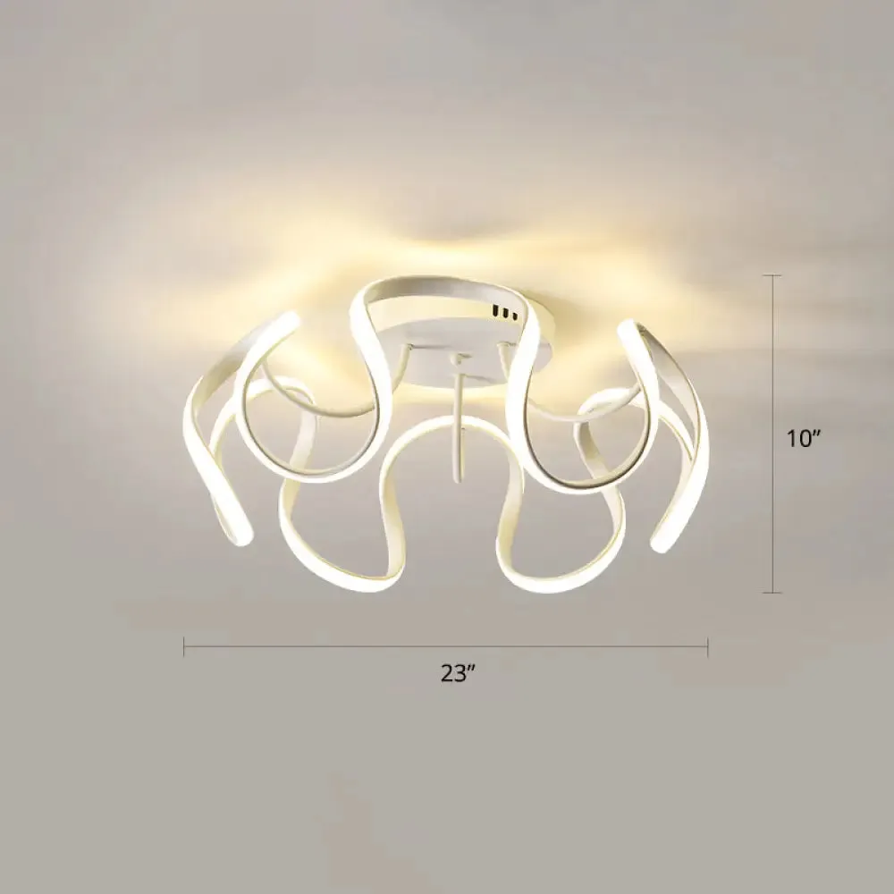 Modern LED Semi Flush Mount Ceiling Light with Seamless Curves - Ideal for Bedrooms
