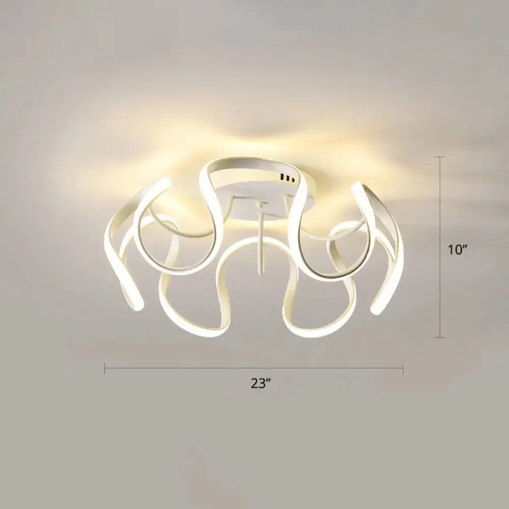 Modern LED Semi Flush Mount Ceiling Light with Seamless Curves - Ideal for Bedrooms