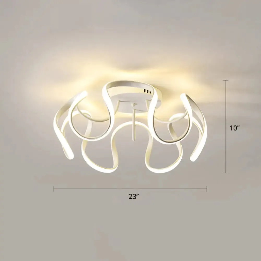 Modern LED Semi Flush Mount Ceiling Light with Seamless Curves - Ideal for Bedrooms