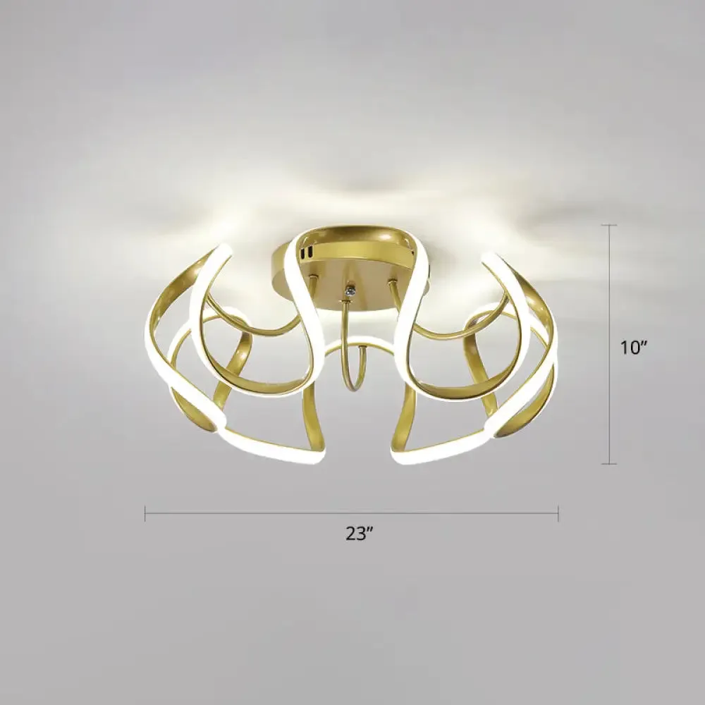 Modern LED Semi Flush Mount Ceiling Light with Seamless Curves - Ideal for Bedrooms