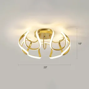 Modern LED Semi Flush Mount Ceiling Light with Seamless Curves - Ideal for Bedrooms