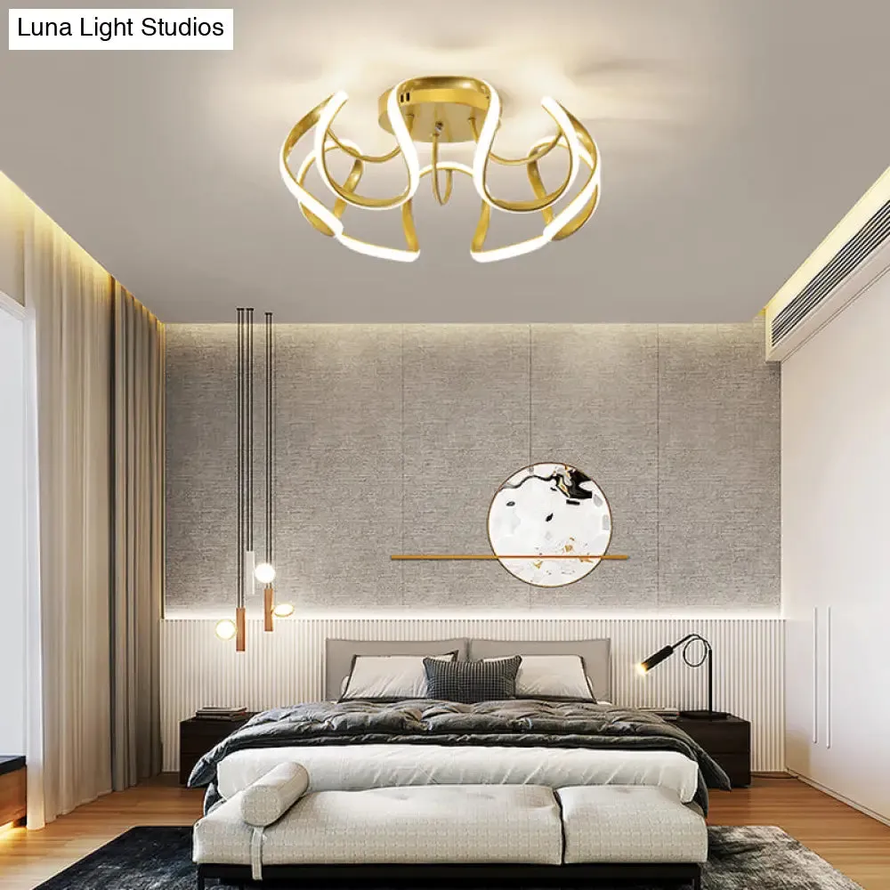 Modern LED Semi Flush Mount Ceiling Light with Seamless Curves - Ideal for Bedrooms