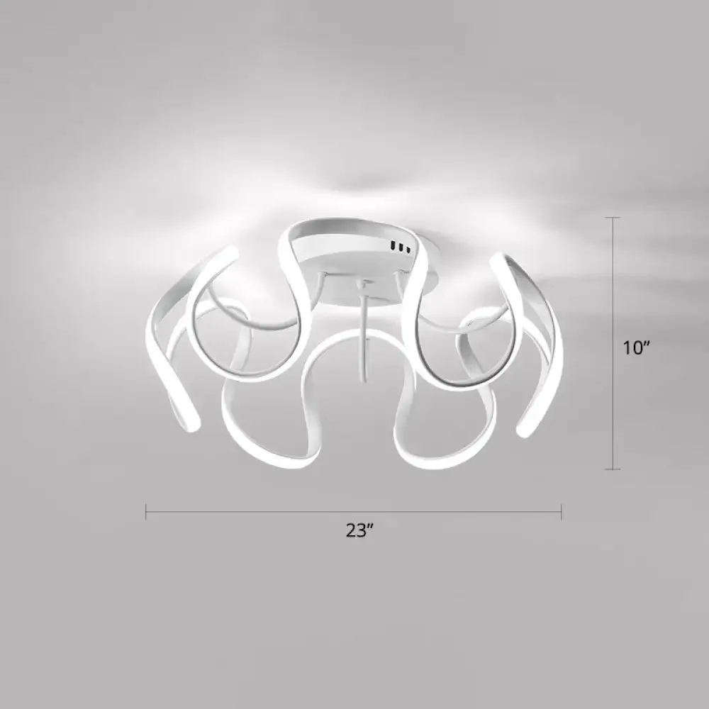 Modern LED Semi Flush Mount Ceiling Light with Seamless Curves - Ideal for Bedrooms