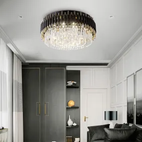 Modern luxury black   gold chandelier lighting large round crystal lamps living room bedroom LED chandelier