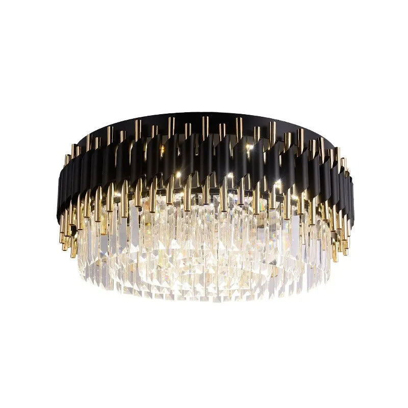 Modern luxury black   gold chandelier lighting large round crystal lamps living room bedroom LED chandelier