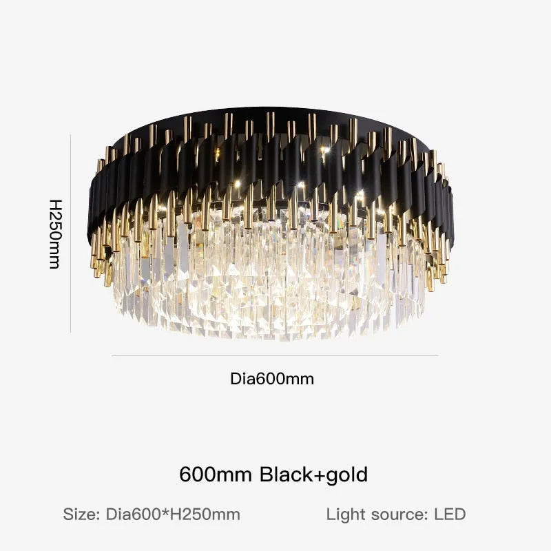 Modern luxury black   gold chandelier lighting large round crystal lamps living room bedroom LED chandelier