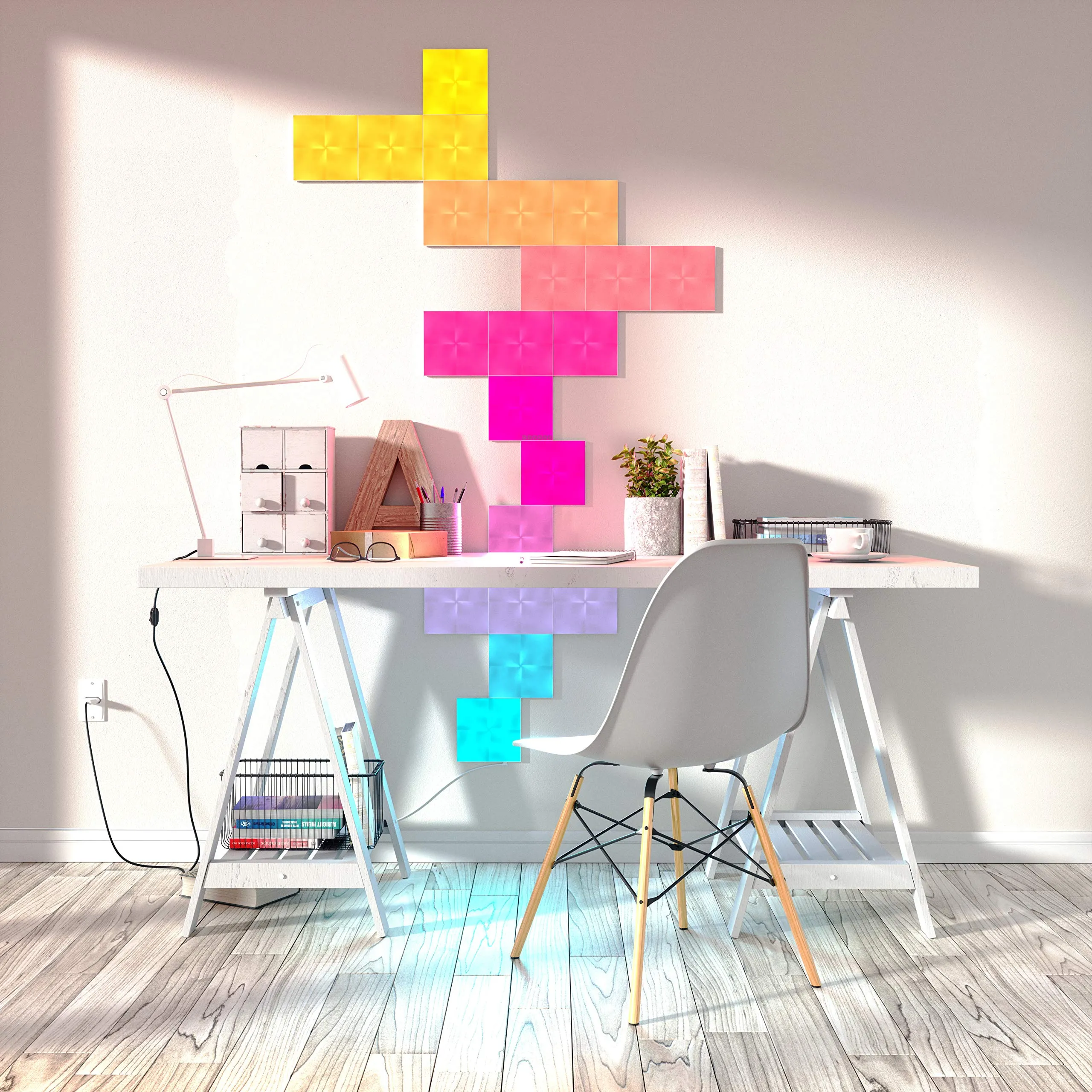 Nanoleaf NL29-0002SW-9PK Panneaux Lumineux Carrés Intelligents, Plastique, 9 W, Blanc