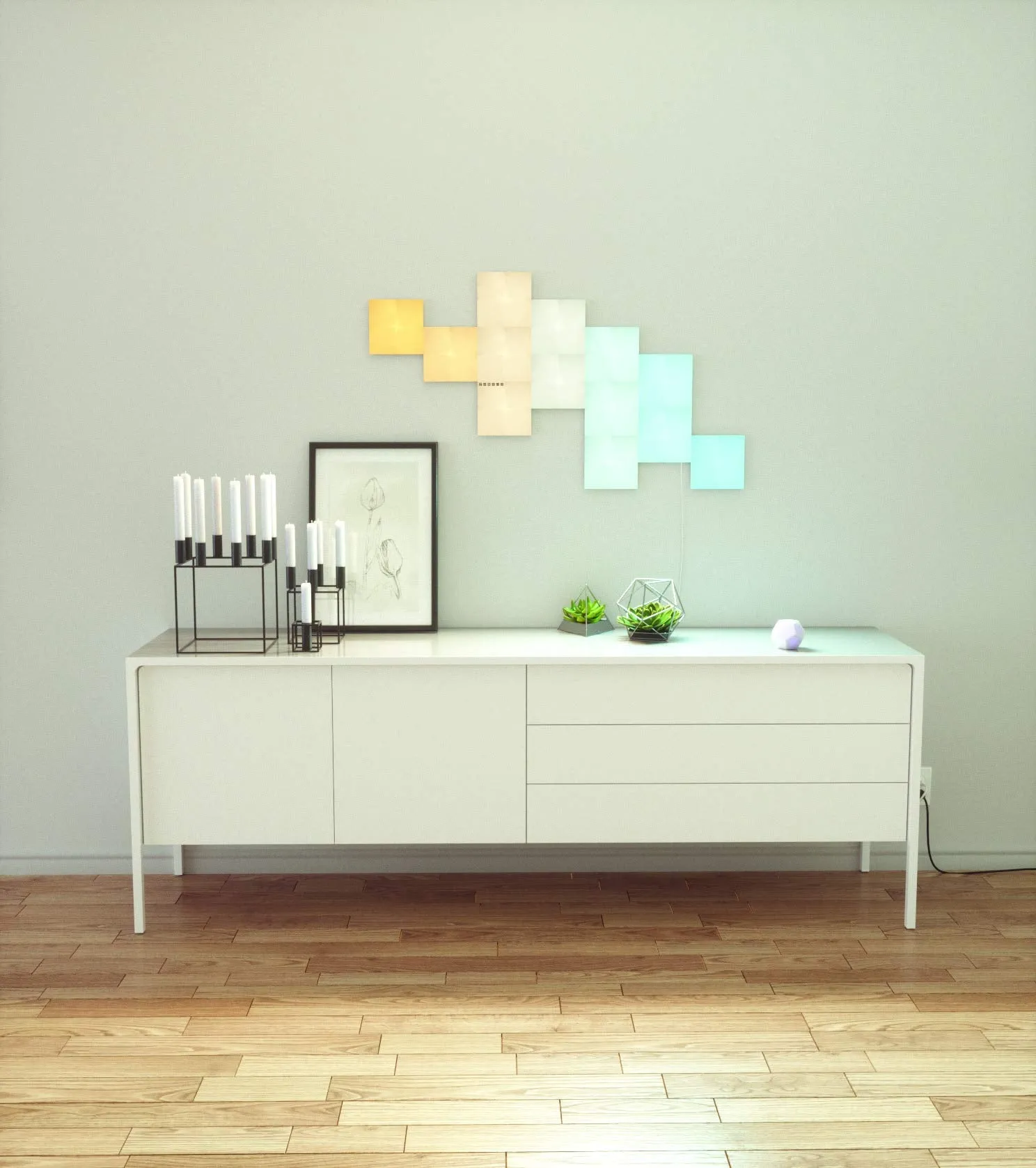 Nanoleaf NL29-0002SW-9PK Panneaux Lumineux Carrés Intelligents, Plastique, 9 W, Blanc