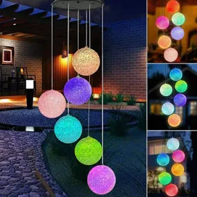 Natchcart Decorative Hanging Solar Wind Chimes, LED Color Changing Outdoor Indoor Waterproof Wind Mobile Lights for Balcony, Garden Decor, Great Gift Ideas (Ball, Plastic)
