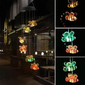 Natchcart Plastic Decorative Hanging Solar Wind Chimes, Led Color Changing Outdoor Indoor Waterproof Wind Mobile Lights For Balcony, Garden Decor, Great Gift Ideas (Honey Bee), Multi Color