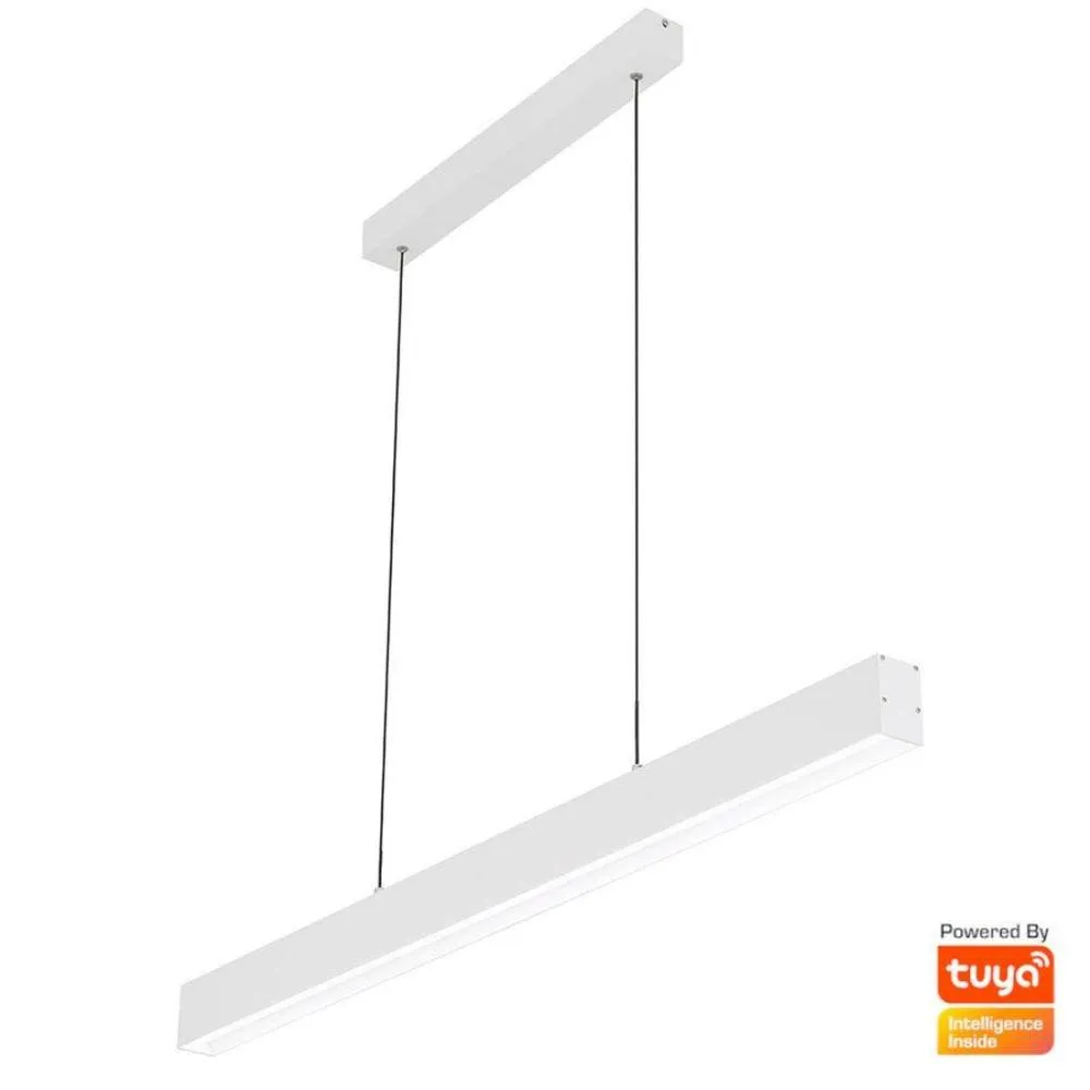 Navaro 1200mm Smart LED Linear Suspension Light CCT in Black, Gold/Black or White