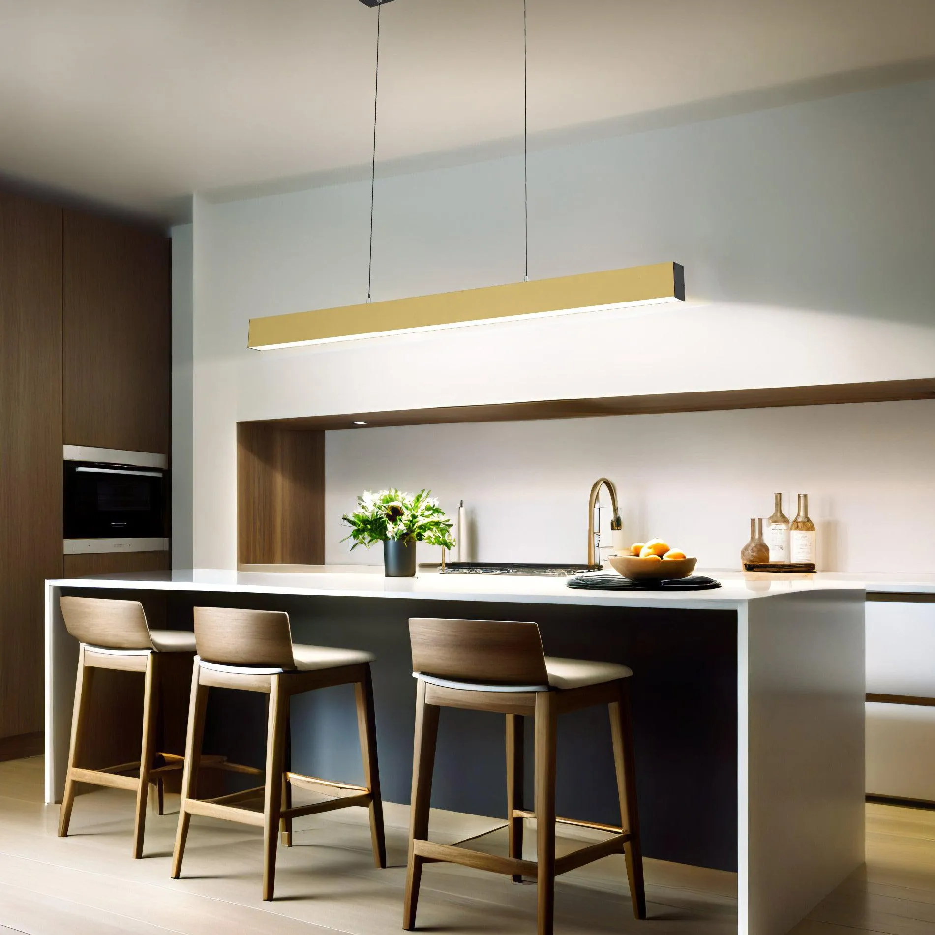 Navaro 1200mm Smart LED Linear Suspension Light CCT in Black, Gold/Black or White