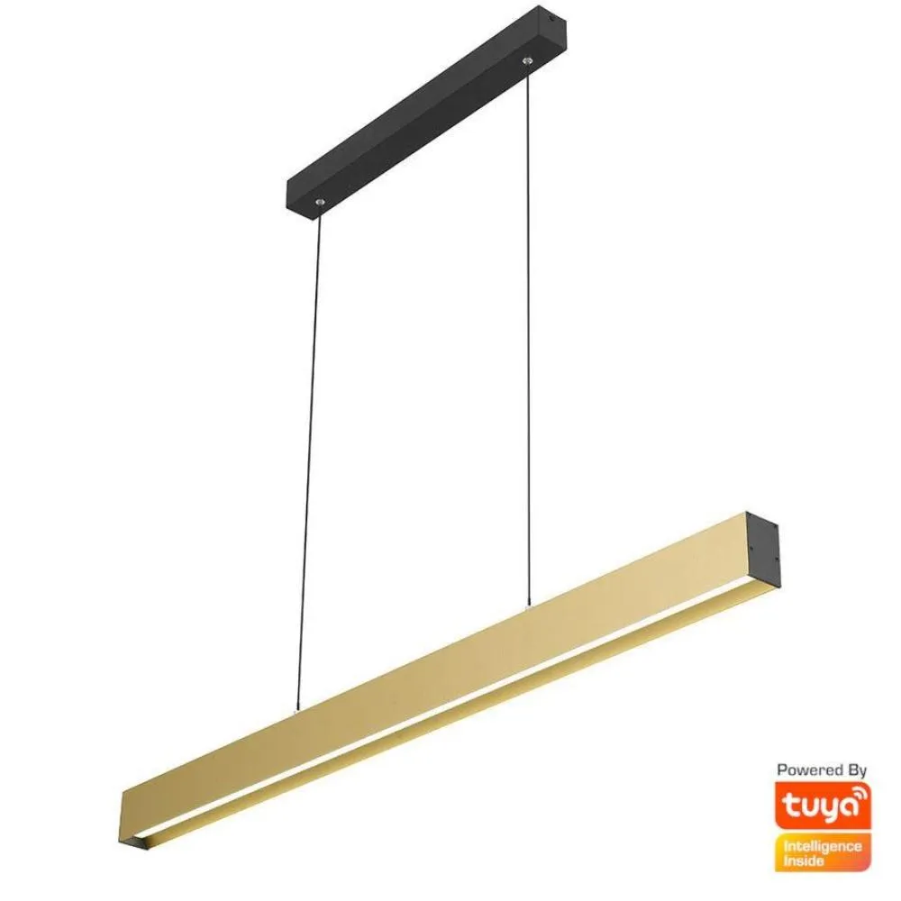 Navaro 1200mm Smart LED Linear Suspension Light CCT in Black, Gold/Black or White