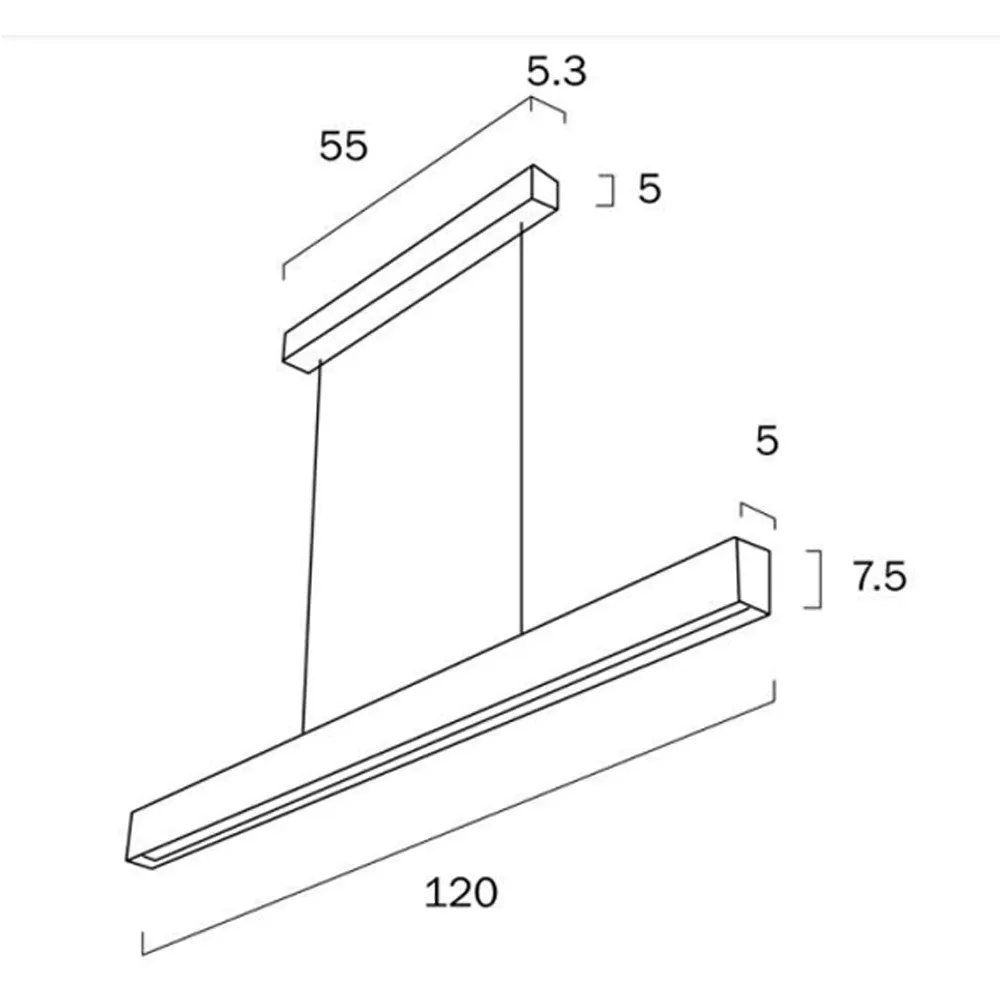 Navaro 1200mm Smart LED Linear Suspension Light CCT in Black, Gold/Black or White