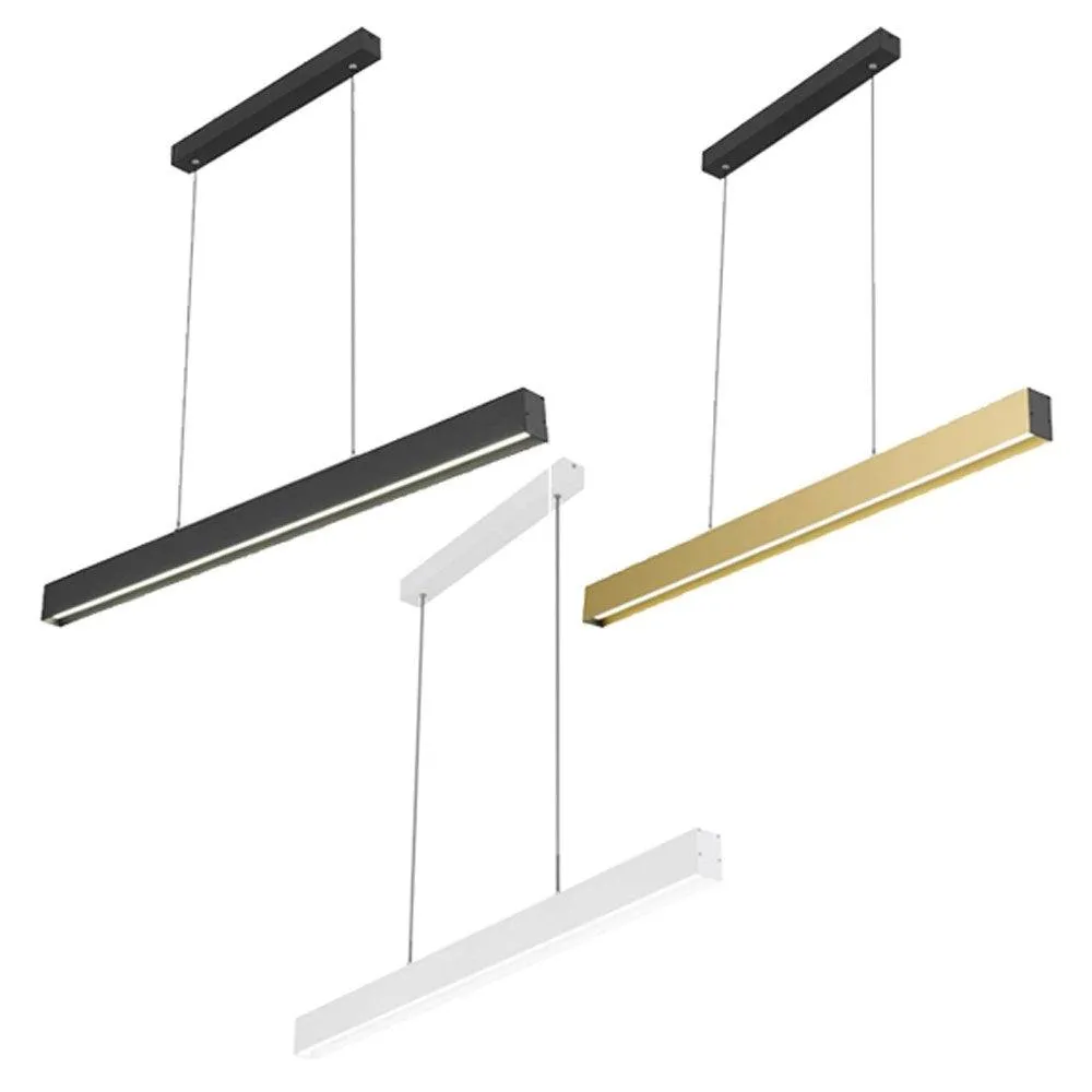 Navaro 1200mm Smart LED Linear Suspension Light CCT in Black, Gold/Black or White