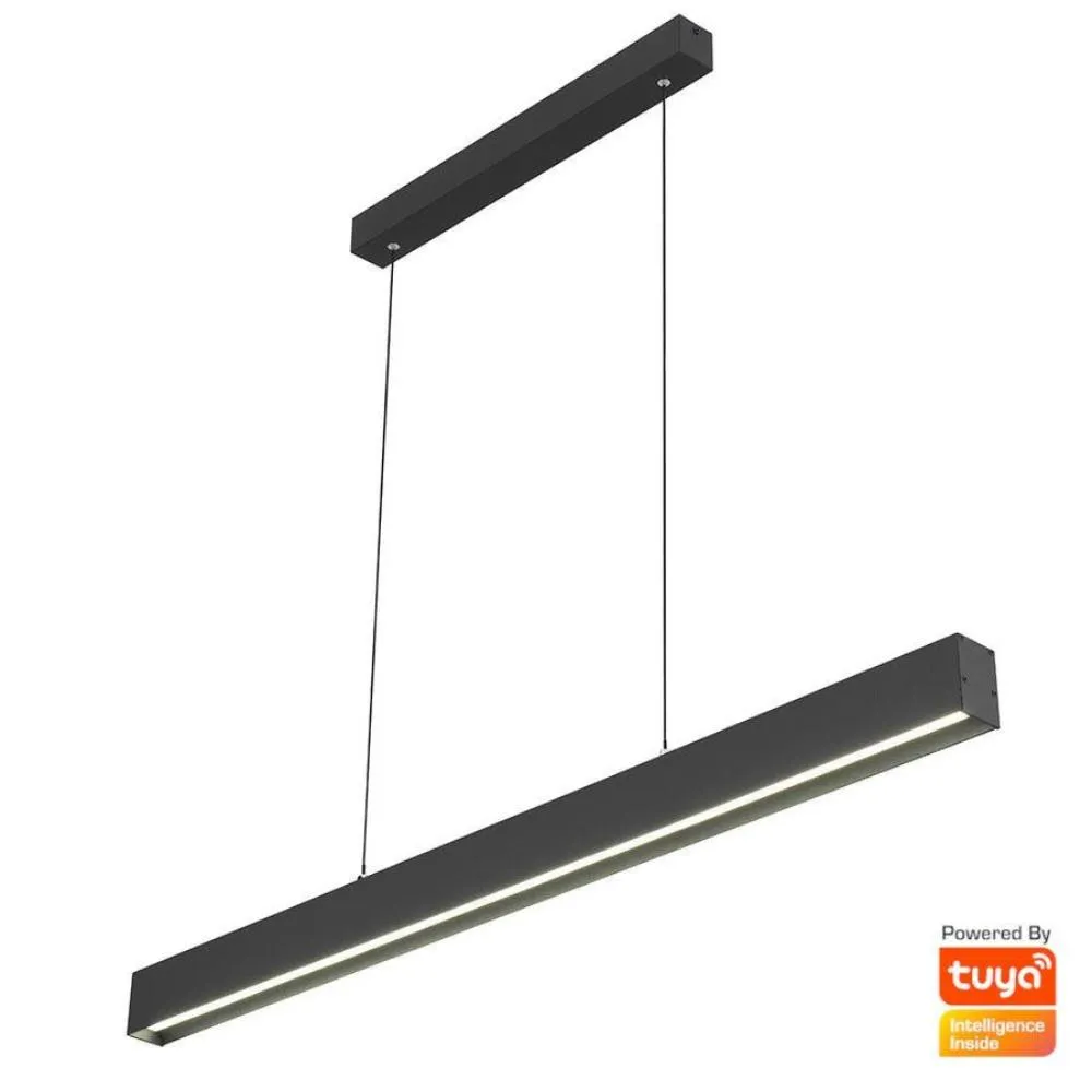 Navaro 1200mm Smart LED Linear Suspension Light CCT in Black, Gold/Black or White