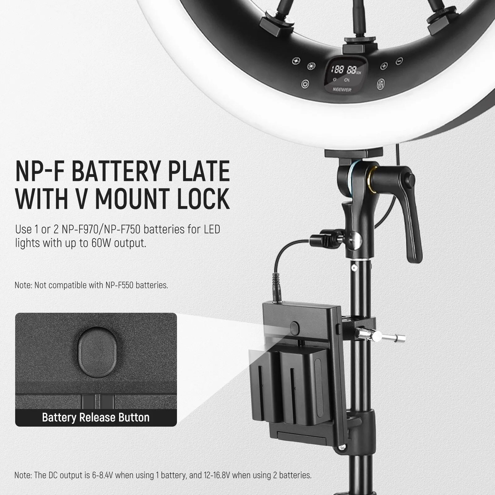 NEEWER PS010E NP-F Battery to V Mount Battery Converter Adapter