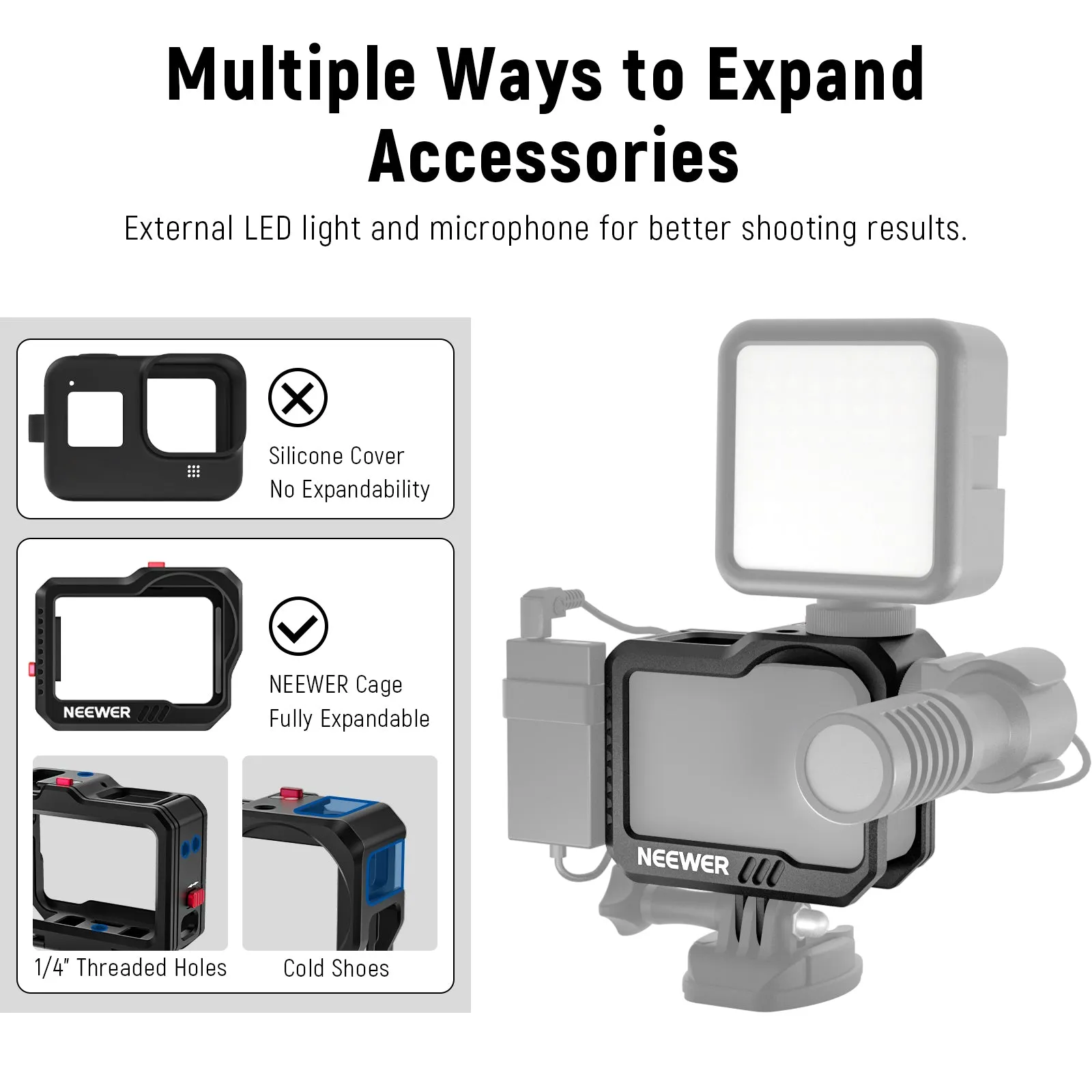 NEEWER ST46 Action Camera Cage Compatible with Gopro Hero9/10/11/12