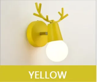 Nordic Adjustable LED Wall Lights Colorful Cartoon Deer Antlers Bedroom Reading Sconce Wall Mounted Children Room Lighting E27