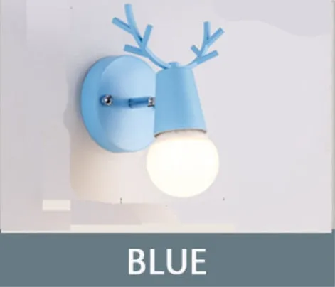 Nordic Adjustable LED Wall Lights Colorful Cartoon Deer Antlers Bedroom Reading Sconce Wall Mounted Children Room Lighting E27