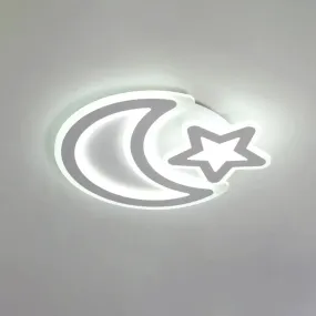 Nordic LED Ceiling Lamp: Moon and Star Acrylic Flush Mount Light for Kids Room