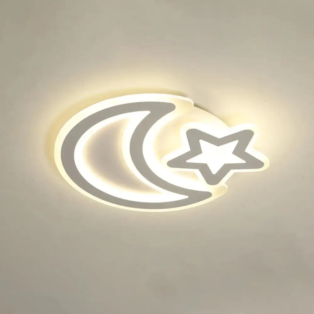 Nordic LED Ceiling Lamp: Moon and Star Acrylic Flush Mount Light for Kids Room