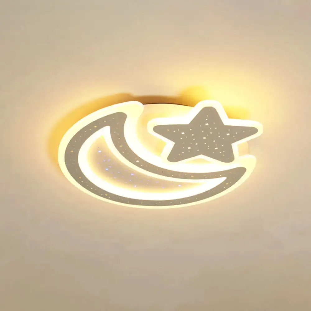 Nordic LED Ceiling Lamp: Moon and Star Acrylic Flush Mount Light for Kids Room