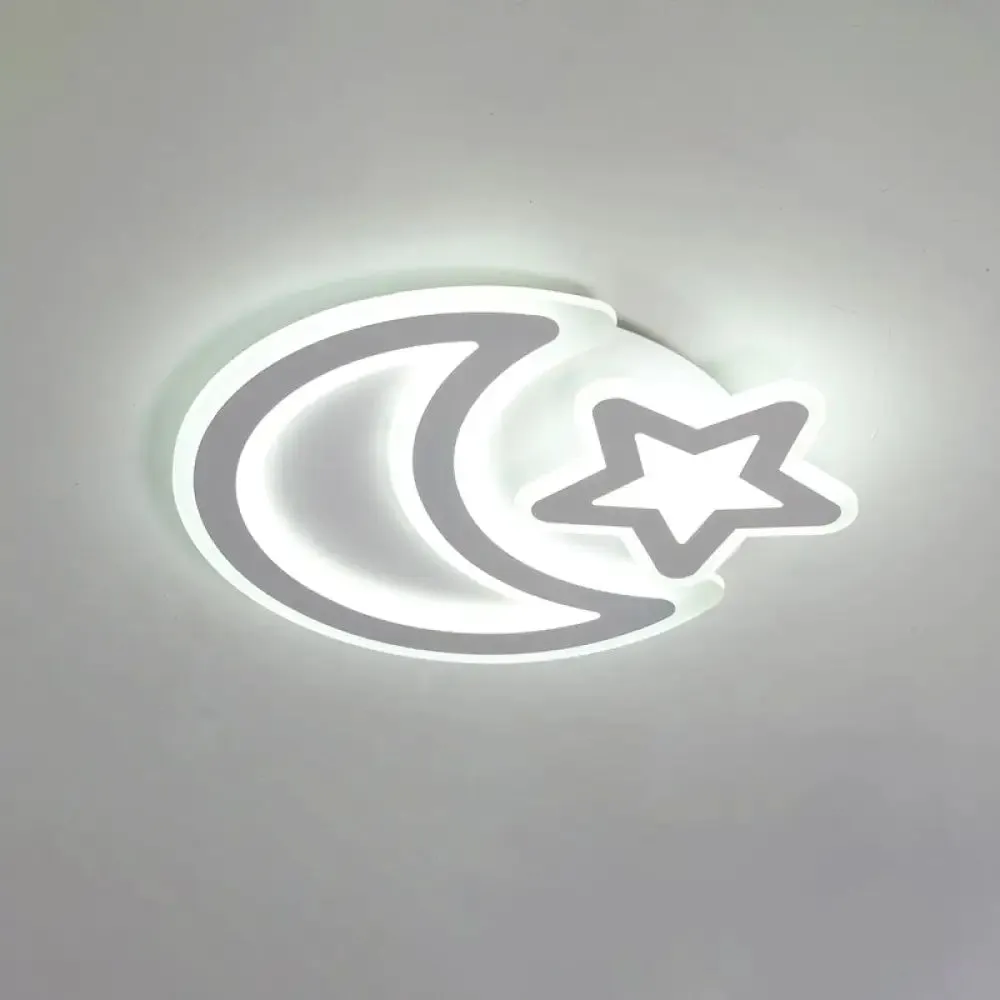 Nordic LED Ceiling Lamp: Moon and Star Acrylic Flush Mount Light for Kids Room
