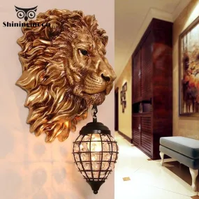 Nordic Luxury Lion LED Wall Lamp Modern Home Decor Kitchen Wall Light Vintage Bedroom Indoor Lighting Wall Sconce Light Fixtures