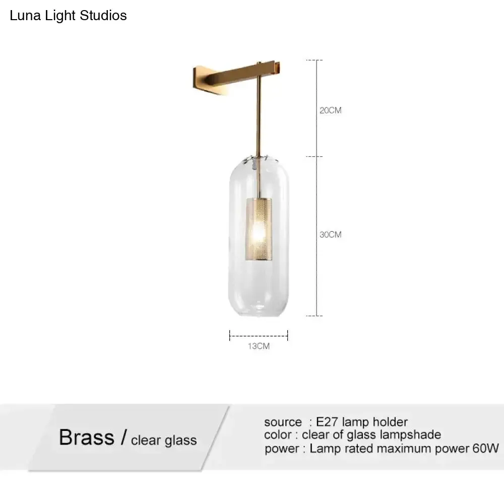 Nordic Modern Decor Glass Lampshade for Bedroom Study Room Stairs Art Wall Lamp