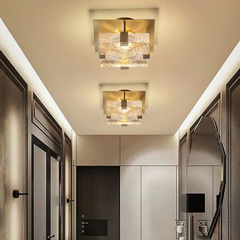 Nordic Modern LED Ceiling Lamp For Living Room Bedroom Corridor Personality Creative Marble All-Copper Indoor Lighting Luminaire