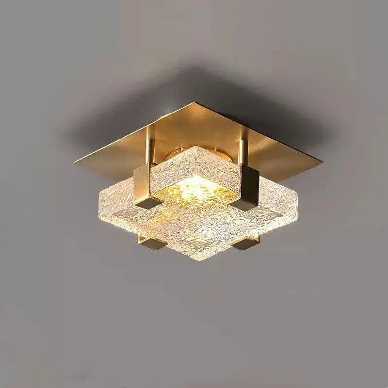 Nordic Modern LED Ceiling Lamp For Living Room Bedroom Corridor Personality Creative Marble All-Copper Indoor Lighting Luminaire