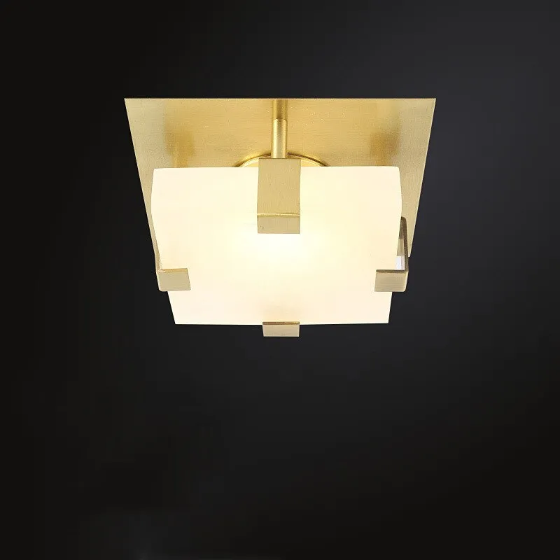Nordic Modern LED Ceiling Lamp For Living Room Bedroom Corridor Personality Creative Marble All-Copper Indoor Lighting Luminaire