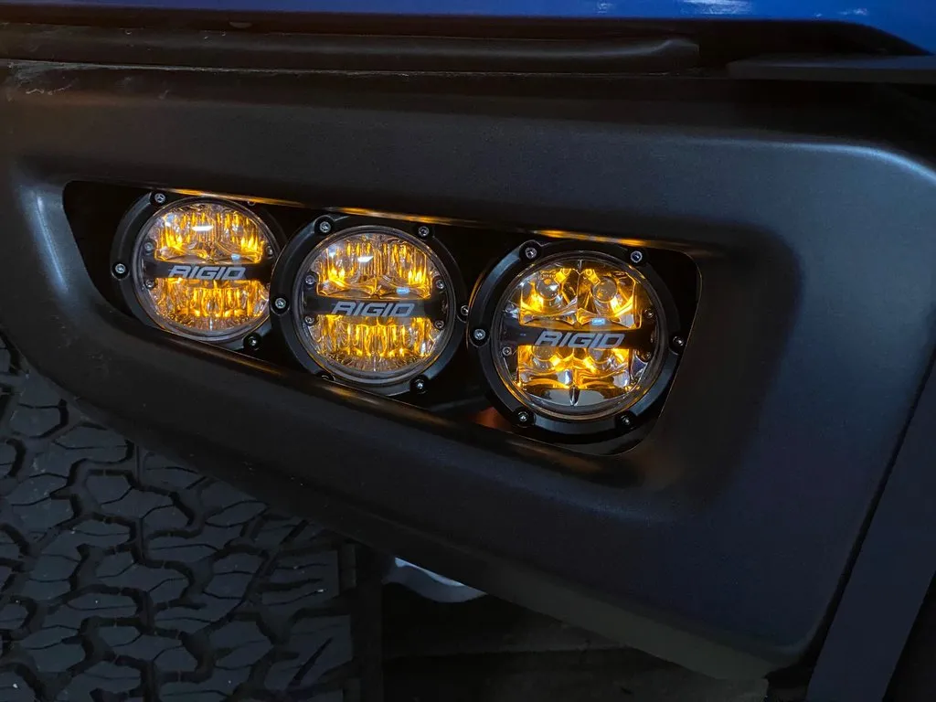 Offroad Alliance - Universal Triple Bumper Light Kit w/ Rigid Round 360-Series Lights - 2017-2020 Raptor