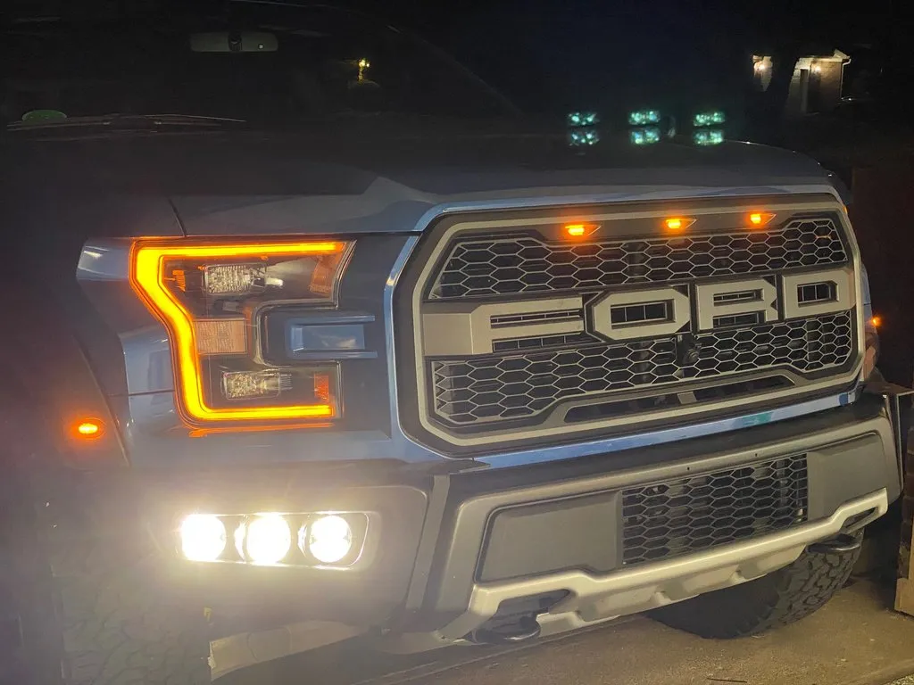 Offroad Alliance - Universal Triple Bumper Light Kit w/ Rigid Round 360-Series Lights - 2017-2020 Raptor