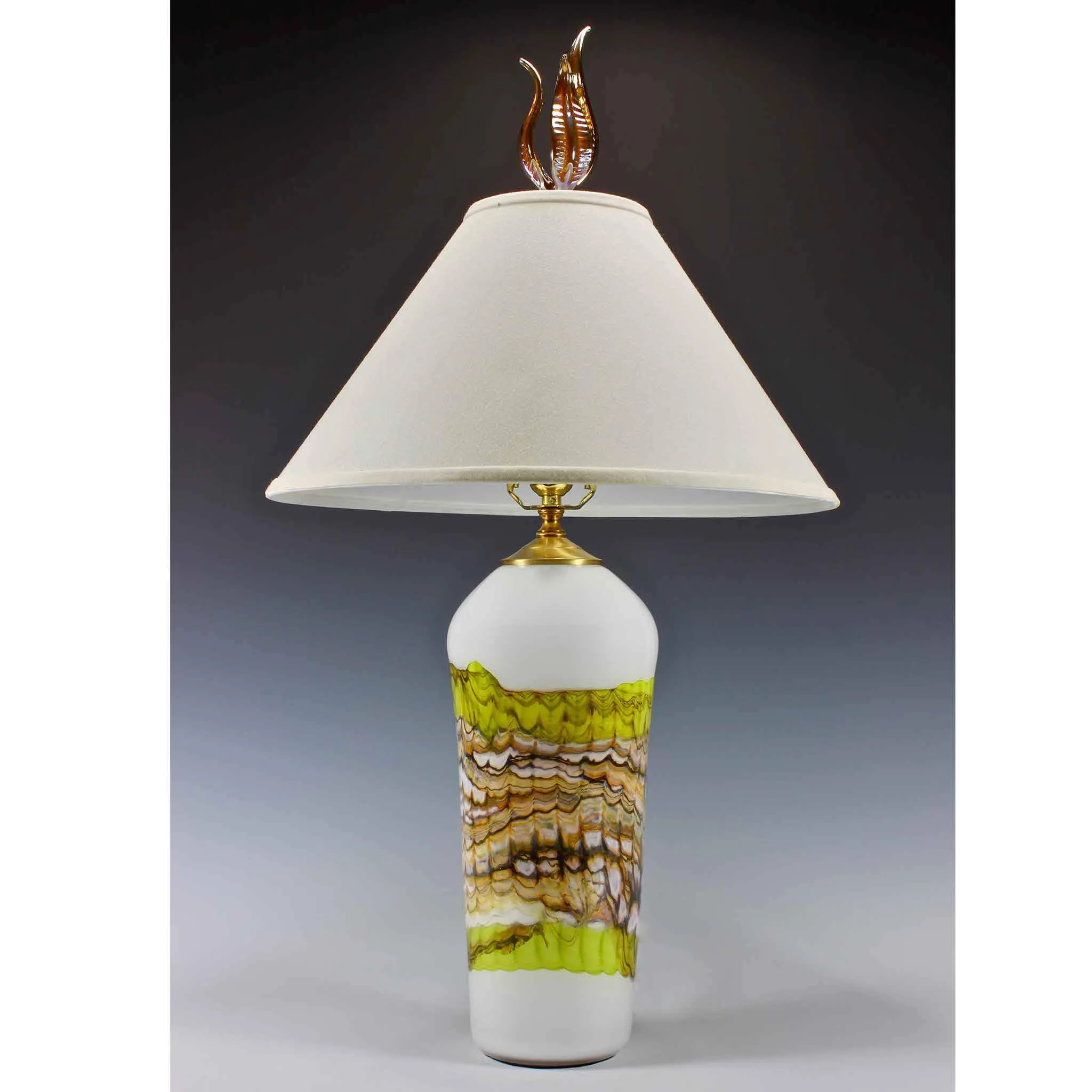 Opal Cylinder Table Lamp by Gartner Blade Art Glass