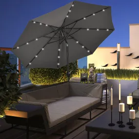 Patio Umbrella With Lights Adjustable Tilt - Grey