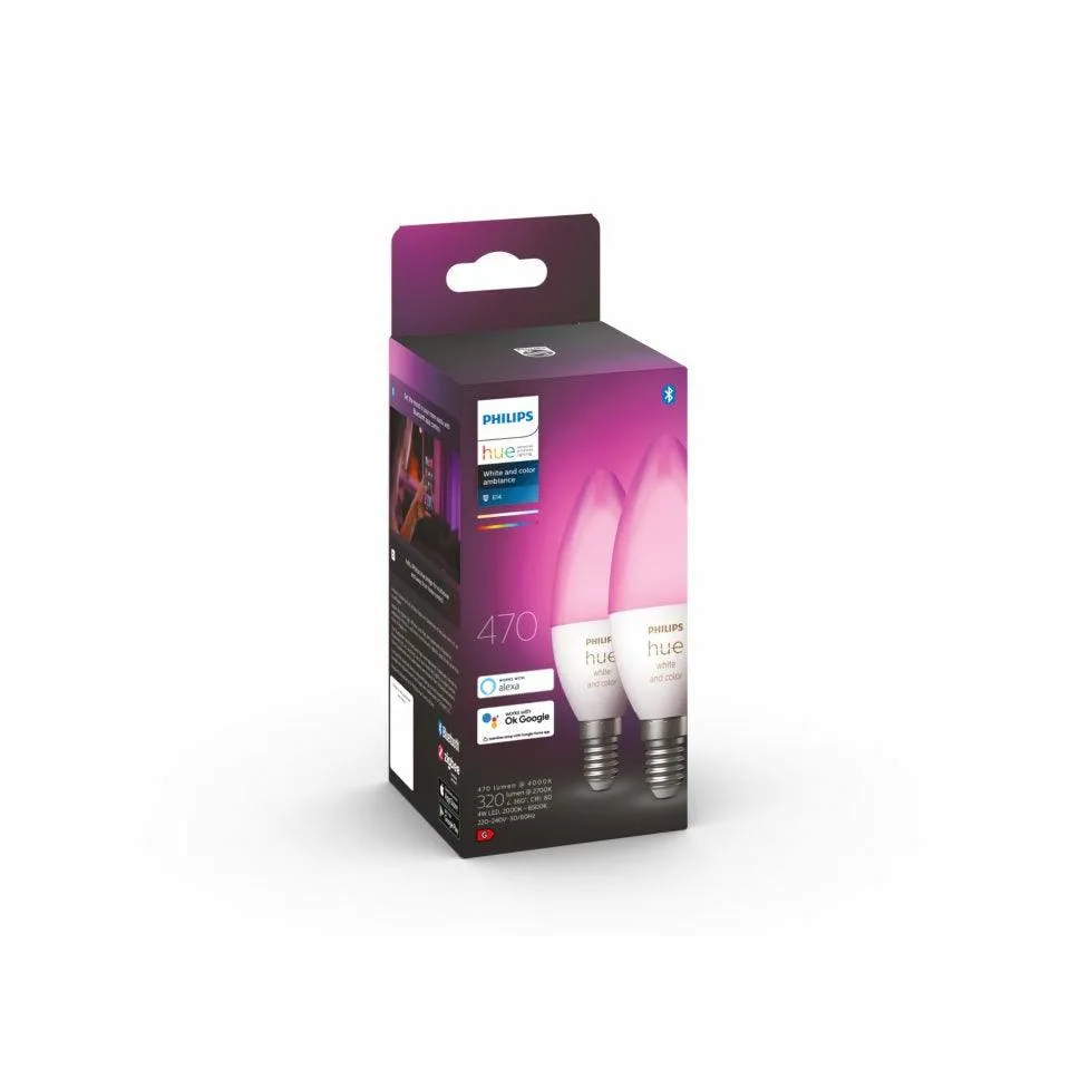Philips Hue White and Color E14 Smart LED Bulb - Dual Pack| 929002294205