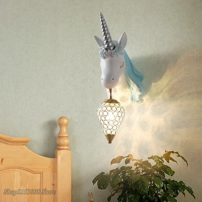 Pink Unicorn LED Wall Lamp for Girls' Bedrooms