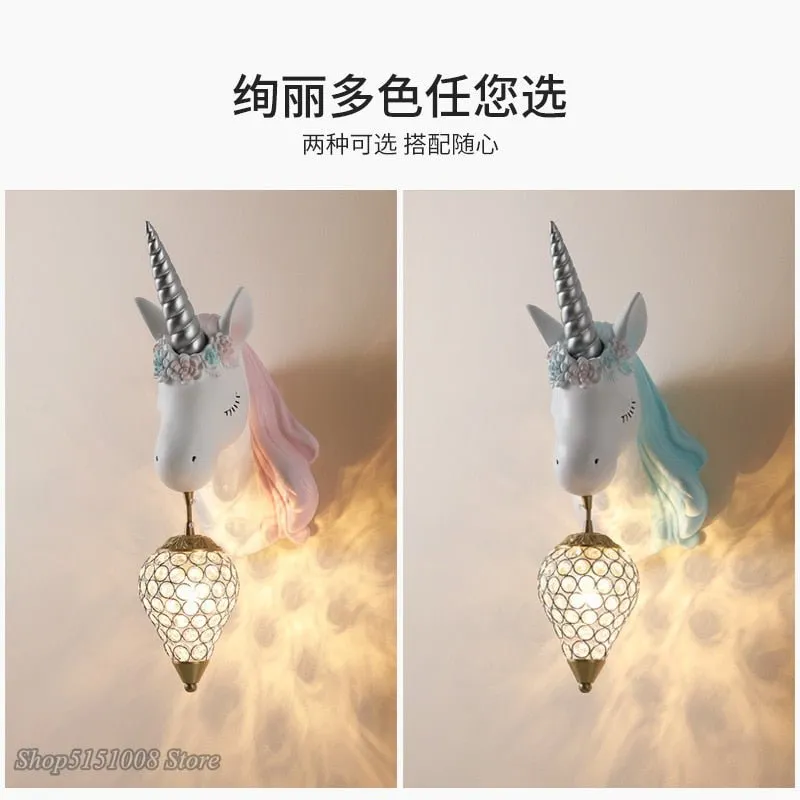 Pink Unicorn LED Wall Lamp for Girls' Bedrooms