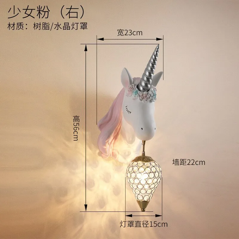 Pink Unicorn LED Wall Lamp for Girls' Bedrooms